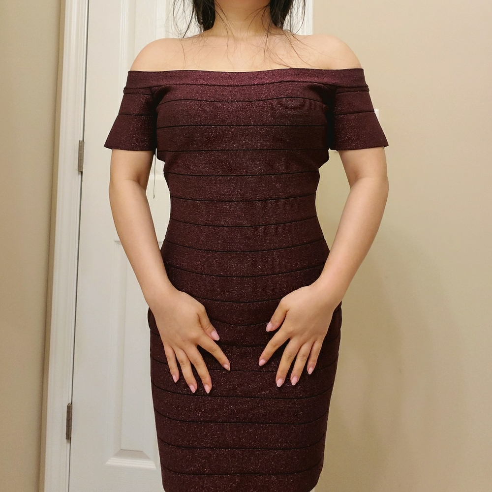 GUESS WINE BODYCON DRESS